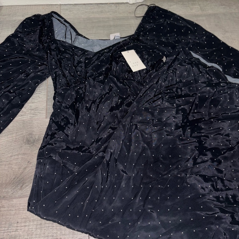 A New Day Black Asymmetrical Long Sleeve Dress